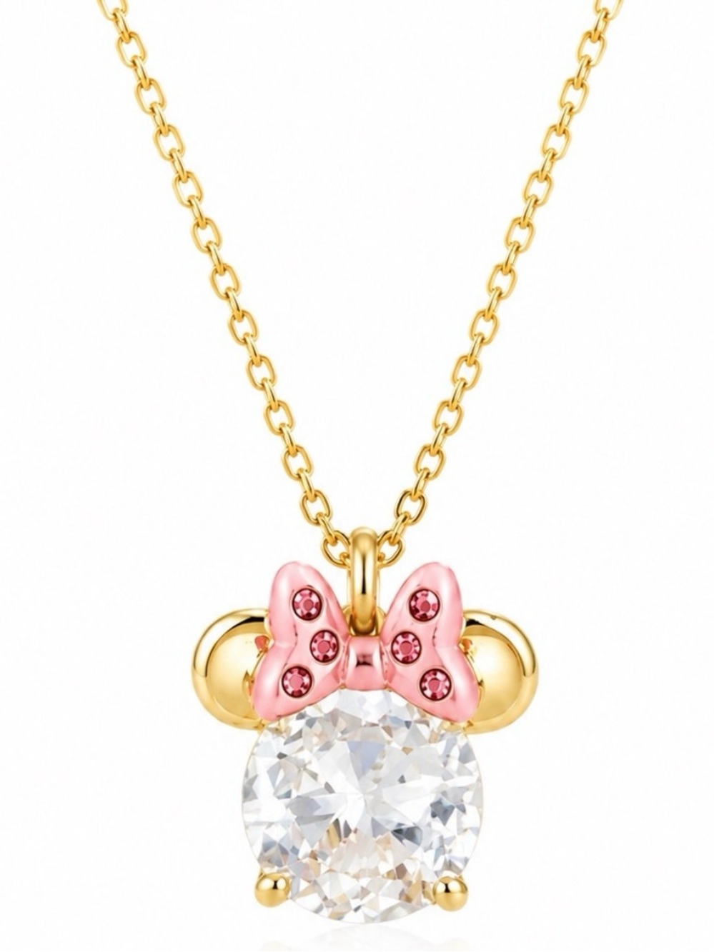 KATE SPADE x Disney Minnie Mouse Necklace Gold Plated Clear Stone New W/tags